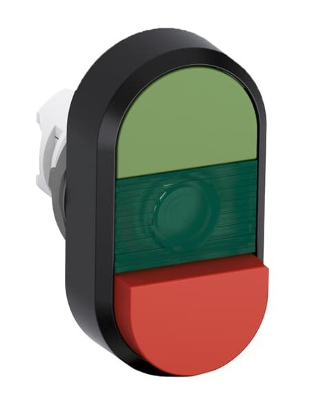 MPD12-11G przycisk podwójny bez tekstu zielone pole podświetlany