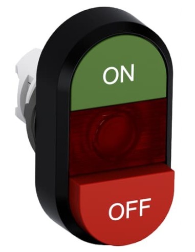 MPD14-11R przycisk podwójny ON-OFF czerwone pole podświetlany