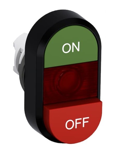 MPD14-11R przycisk podwójny ON-OFF czerwone pole podświetlany
