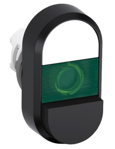 MPD16-11G przycisk podwójny bez tekstu zielone pole podświetlany