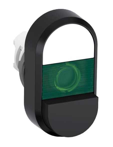 MPD16-11G przycisk podwójny bez tekstu zielone pole podświetlany