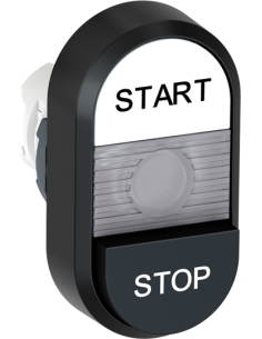 MPD19-11C przycisk podwójny START-STOP przezroczyste pole podświetlany