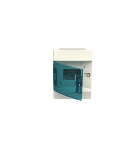 41A04X12 obudowa biała p t 4M IP41 63A II klasa 202x152x104mm (WxSxG)  szyny DIN  drzwi transparentne  brak N+PE