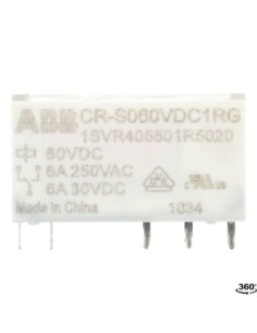 CR-S060VDC1RG przekaźnik bez podstawki A1-A2-60VDC 1 styk c o 12V 250mA styki pozłacane