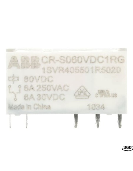 CR-S060VDC1RG przekaźnik bez podstawki A1-A2-60VDC 1 styk c o 12V 250mA styki pozłacane