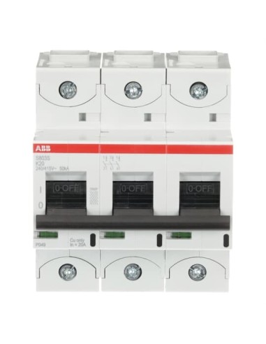 S803S-K20 wyłącznik nadmiarowo-prądowy  3P  char. K  20A  50kA  AC