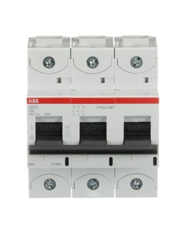 S803U-K60 wyłącznik nadmiarowo-prądowy  3P  char. K  60A  50kA  AC