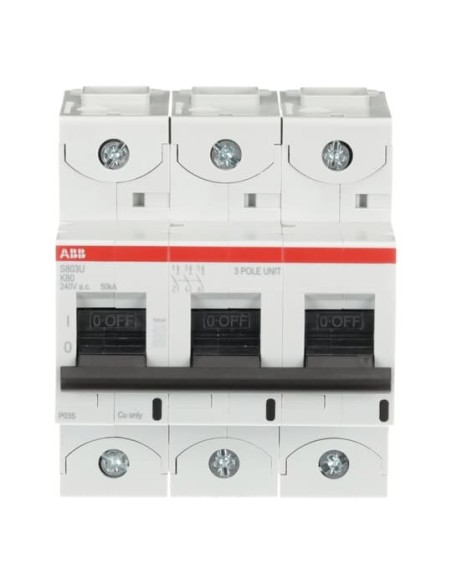 S803U-K80 wyłącznik nadmiarowo-prądowy  3P  char. K  80A  50kA  AC