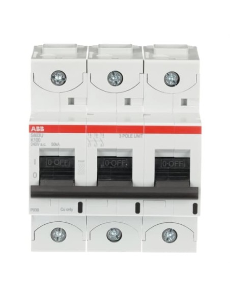 S803U-K100 wyłącznik nadmiarowo-prądowy  3P  char. K  100A  50kA  AC
