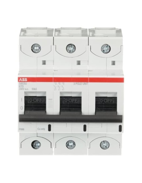 S803U-K70 wyłącznik nadmiarowo-prądowy  3P  char. K  70A  50kA  AC