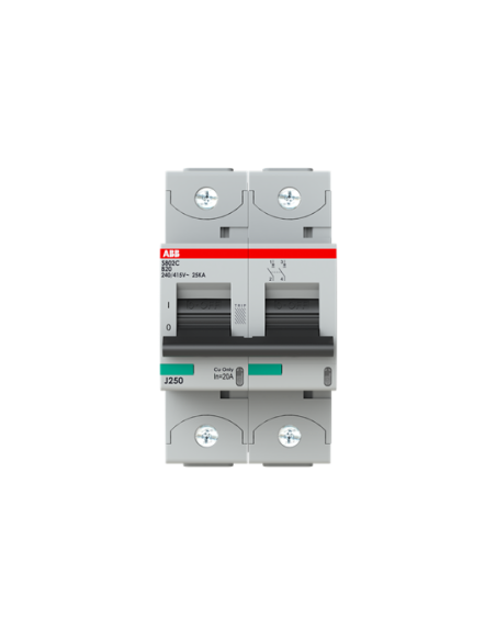 S802C-B20 wyłącznik nadmiarowo-prądowy  2P  char. B  20A  25kA  AC