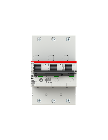 S753DR-K63 wyłącznik nadmiarowo-prądowy  3P  char. K selektywna  63A  25kA  AC