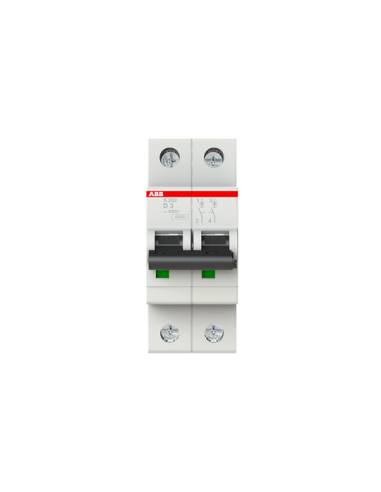 S202-D3 wyłącznik nadmiarowo-prądowy  2P  char. D  3A  6kA  AC