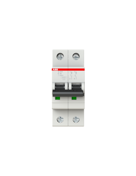 S202-C8 wyłącznik nadmiarowo-prądowy  2P  char. C  8A  6kA  AC