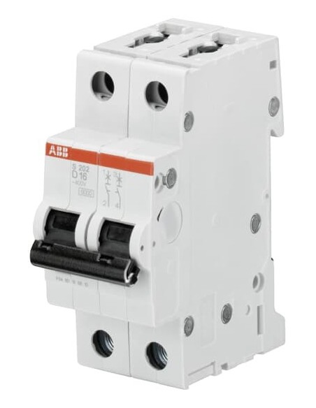 S202-D13 wyłącznik nadmiarowo-prądowy  2P  char. D  13A  6kA  AC