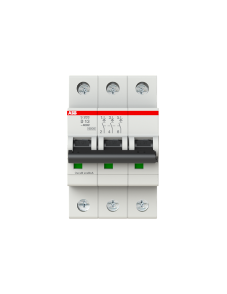 S203-D13 wyłącznik nadmiarowo-prądowy  3P  char. D  13A  6kA  AC