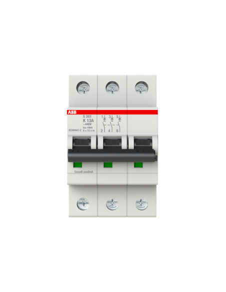S203-K13 wyłącznik nadmiarowo-prądowy  3P  char. K  13A  6kA  AC