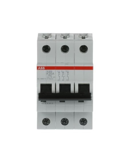 S203-K20 wyłącznik nadmiarowo-prądowy  3P  char. K  20A  6kA  AC