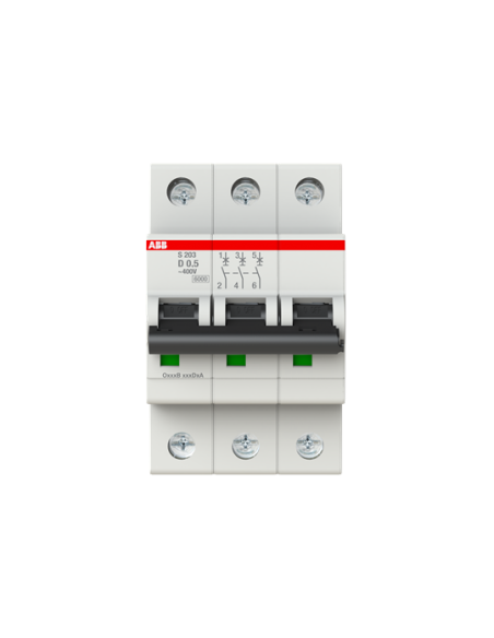 S203-D0.5 wyłącznik nadmiarowo-prądowy  3P  char. D  0.5A  6kA  AC