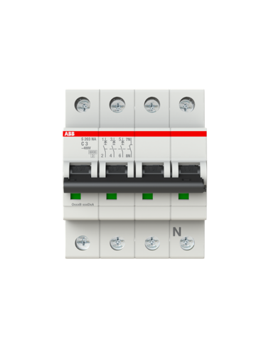 S203-C3NA wyłącznik nadmiarowo-prądowy  3P+N  char. C  3A  6kA  AC