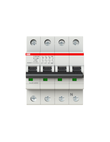 S203-K1.6NA wyłącznik nadmiarowo-prądowy  3P+N  char. K  1.6A  6kA  AC