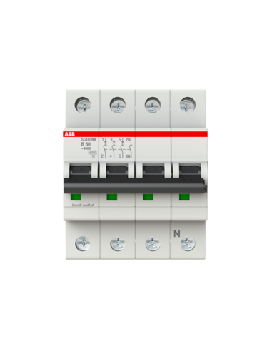 S203-B50NA wyłącznik nadmiarowo-prądowy  3P+N  char. B  50A  6kA  AC