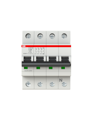 S203-Z50NA wyłącznik nadmiarowo-prądowy  3P+N  char. Z  50A  6kA  AC