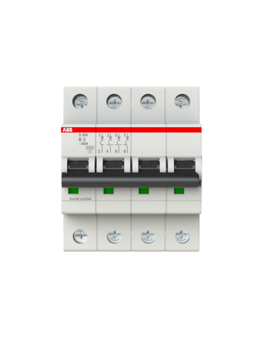 S204-B3 wyłącznik nadmiarowo-prądowy  4P  char. B  3A  6kA  AC