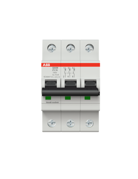 S203M-Z2 wyłącznik nadmiarowo-prądowy  3P  char. Z  2A  10kA  AC