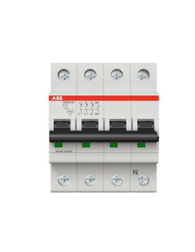 S203M-C2NA wyłącznik nadmiarowo-prądowy  3P+N  char. C  2A  10kA  AC