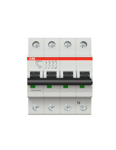 S203M-C4NA wyłącznik nadmiarowo-prądowy  3P+N  char. C  4A  10kA  AC
