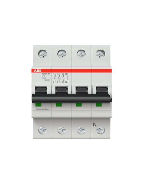 S203M-D6NA wyłącznik nadmiarowo-prądowy  3P+N  char. D  6A  10kA  AC