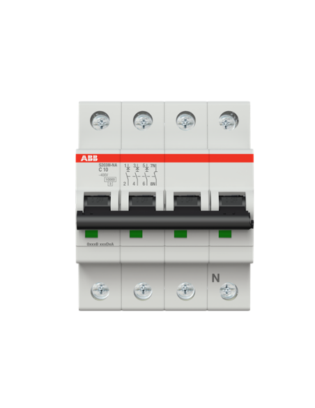 S203M-C10NA wyłącznik nadmiarowo-prądowy  3P+N  char. C  10A  10kA  AC