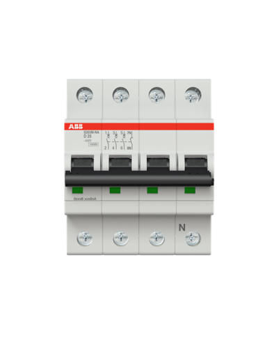 S203M-D25NA wyłącznik nadmiarowo-prądowy  3P+N  char. D  25A  10kA  AC