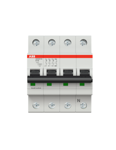S203M-B40NA wyłącznik nadmiarowo-prądowy  3P+N  char. B  40A  10kA  AC