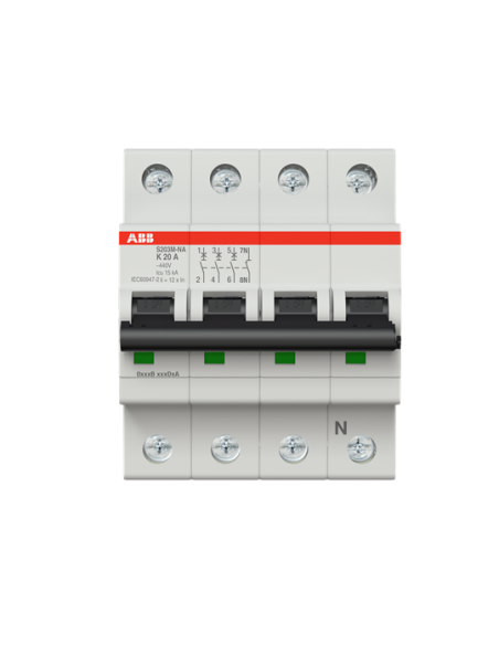 S203M-K20NA wyłącznik nadmiarowo-prądowy  3P+N  char. K  20A  10kA  AC