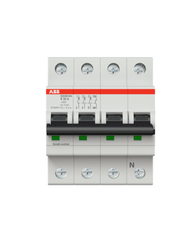 S203M-K50NA wyłącznik nadmiarowo-prądowy  3P+N  char. K  50A  10kA  AC