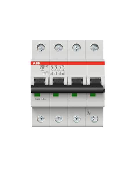S203M-B63NA wyłącznik nadmiarowo-prądowy  3P+N  char. B  63A  10kA  AC