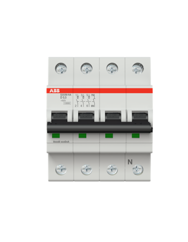 S203M-D0.5NA wyłącznik nadmiarowo-prądowy  3P+N  char. D  0.5A  10kA  AC
