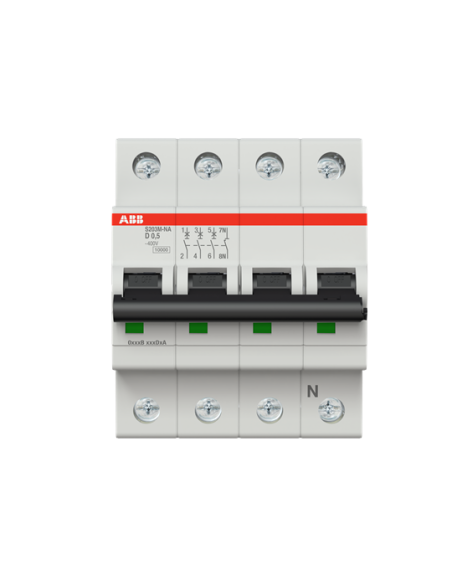 S203M-D0.5NA wyłącznik nadmiarowo-prądowy  3P+N  char. D  0.5A  10kA  AC