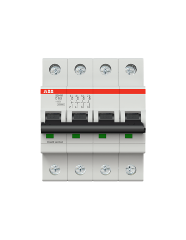 S204M-D0.5 wyłącznik nadmiarowo-prądowy  4P  char. D  0.5A  10kA  AC
