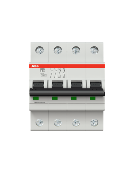 S204M-D0.5 wyłącznik nadmiarowo-prądowy  4P  char. D  0.5A  10kA  AC