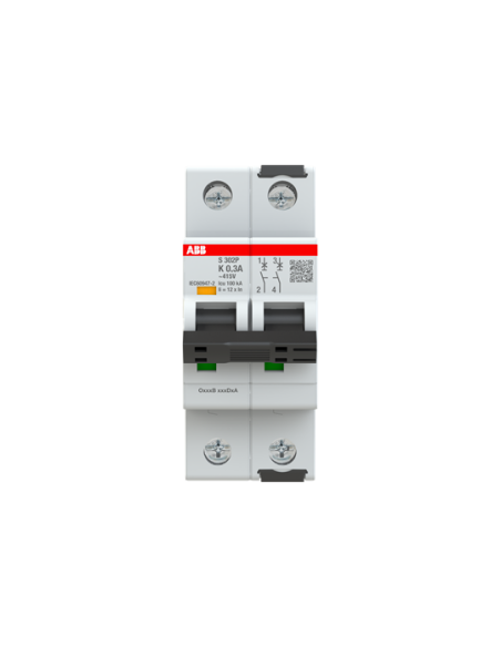 S302P-K0.3 wyłącznik nadmiarowo-prądowy  2P  char. K  0.3A  25kA  AC