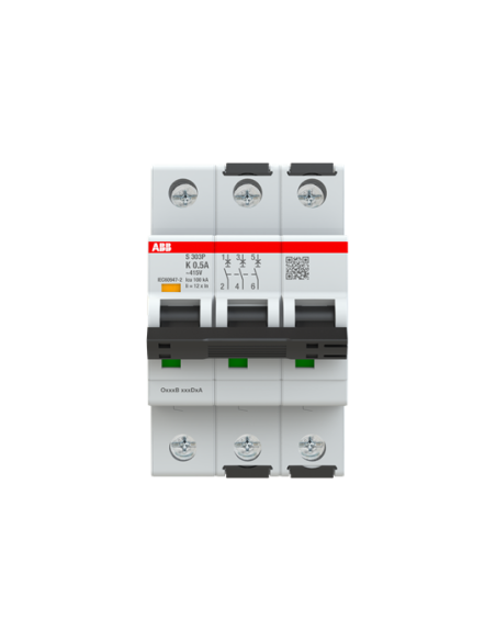 S303P-K0.5 wyłącznik nadmiarowo-prądowy  3P  char. K  0.5A  25kA  AC