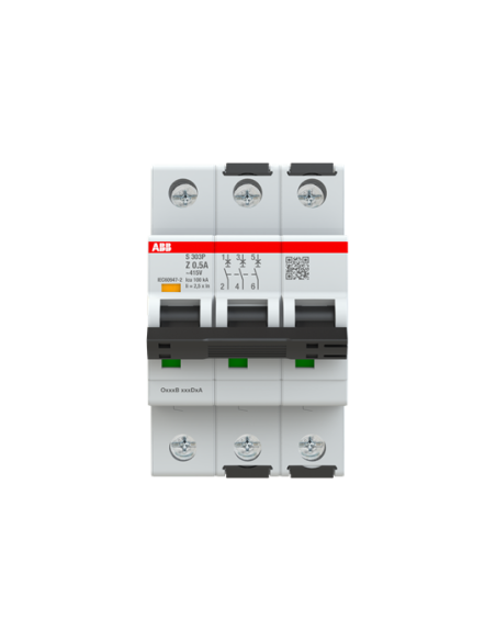 S303P-Z0.5 wyłącznik nadmiarowo-prądowy  3P  char. Z  0.5A  25kA  AC