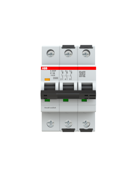 S303P-C16 wyłącznik nadmiarowo-prądowy  3P  char. C  16A  25kA  AC
