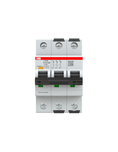 S303P-K0.75 wyłącznik nadmiarowo-prądowy  3P  char. K  0.75A  25kA  AC
