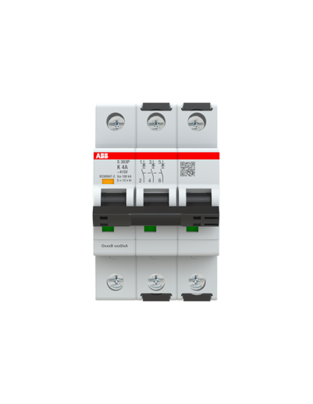 S303P-K4 wyłącznik nadmiarowo-prądowy  3P  char. K  4A  25kA  AC