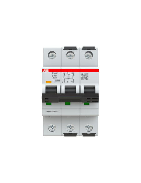 S303P-B40 wyłącznik nadmiarowo-prądowy  3P  char. B  40A  20kA  AC