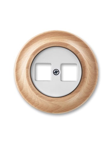 5014K-C01018 50^GNIAZDO TELEINFORMATYCZNE PODWÓJNE -DECENTO-BIAŁY BUK NATURALNY